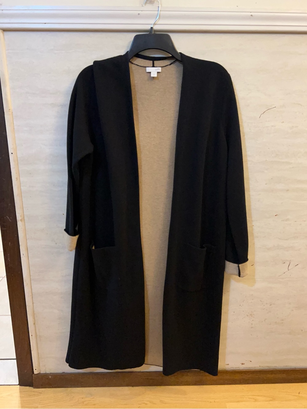 J. Jill Double-Knit Reversible Open-Front Cardigan Duster Sweater